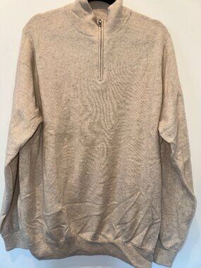 NAADAM Beige 100% Cashmere Quarter Zip Pullover Sweater Luxury Knitwear